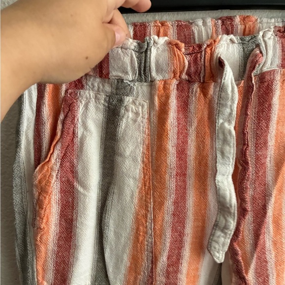 Indigo Rein Linen Blend Striped Women's Crop Pants L - Picture 5 of 11